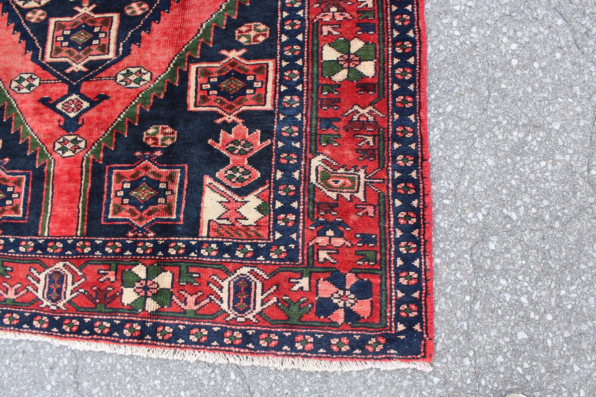 Red Blue 4x7 Vintage Rug | Tribal Oriental Persian Rug | Kazak Bohemian Rug | Handmade Rug